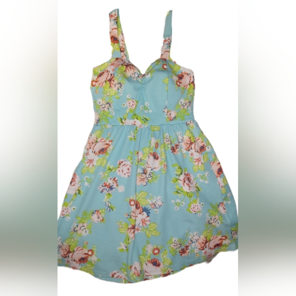 No Boundries Pink And Light Blue Floral Mini Dress Size Small (S)